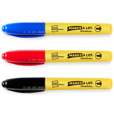 AVERY Marks A Lot UltraDuty Permanent Markers, Chisel Tip, Water Resistant, Assorted Colors, 3 Industrial Markers (29864)